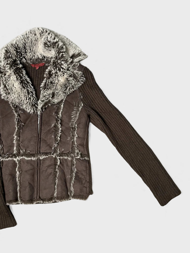 detail view, John Richmond Fur Jacket, vintage Y2K second hand piece, image 4