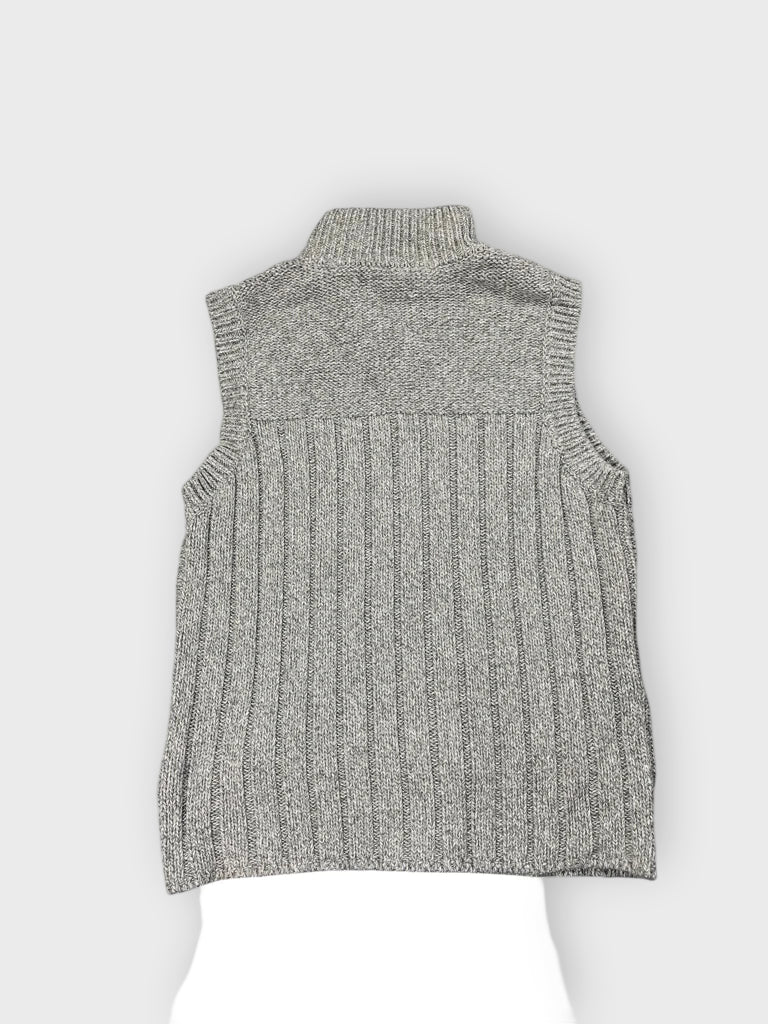 detail view, Jones New York Grey Sleeveless Cable Knit Zip Vest, vintage Y2K second hand piece, image 4