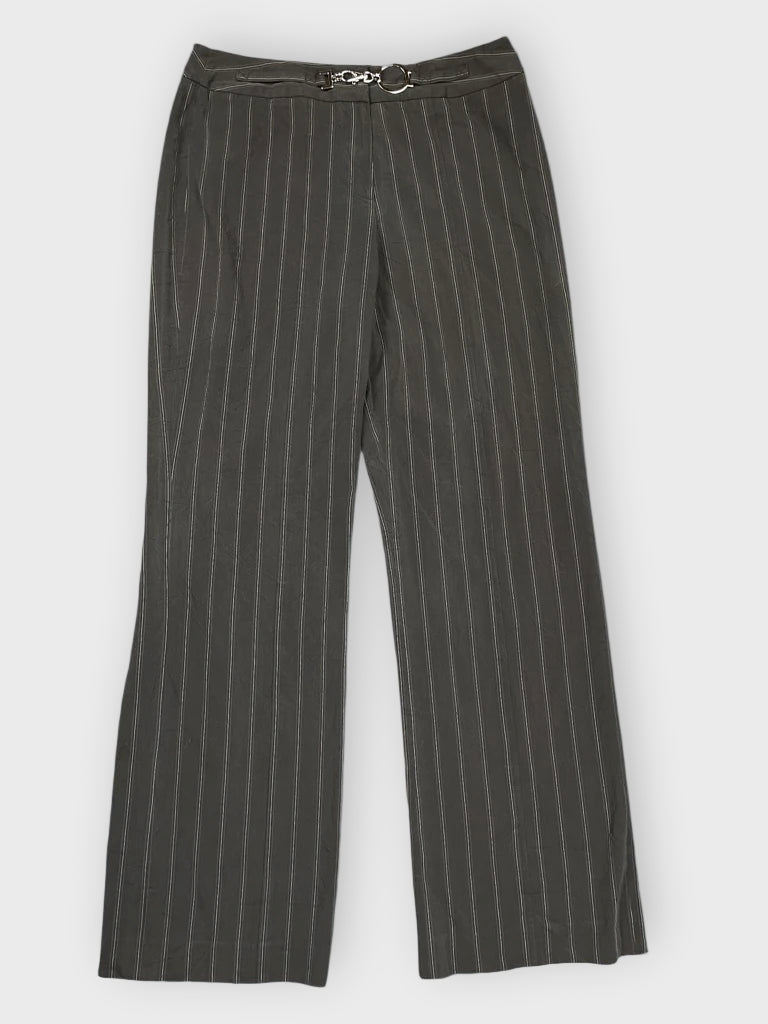 front view, Larry Levine Black Pinstripe Pants, vintage Y2K second hand piece