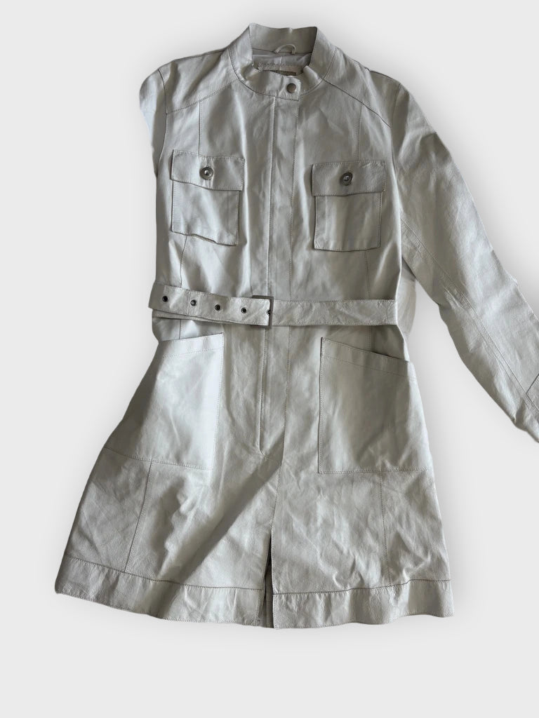 detail view, Conbipel Leather Trenchcoat, vintage Y2K second hand piece, image 6