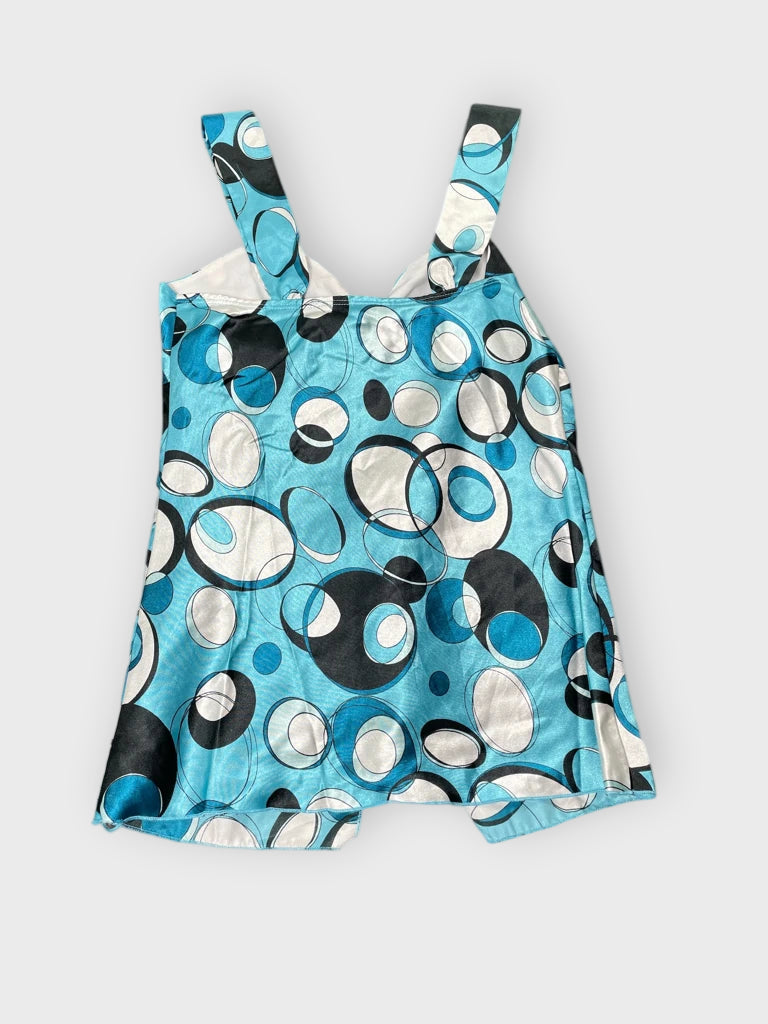 detail view, Maurices Light Blue Retro Circle Print Tunic Top, vintage Y2K second hand piece, image 4