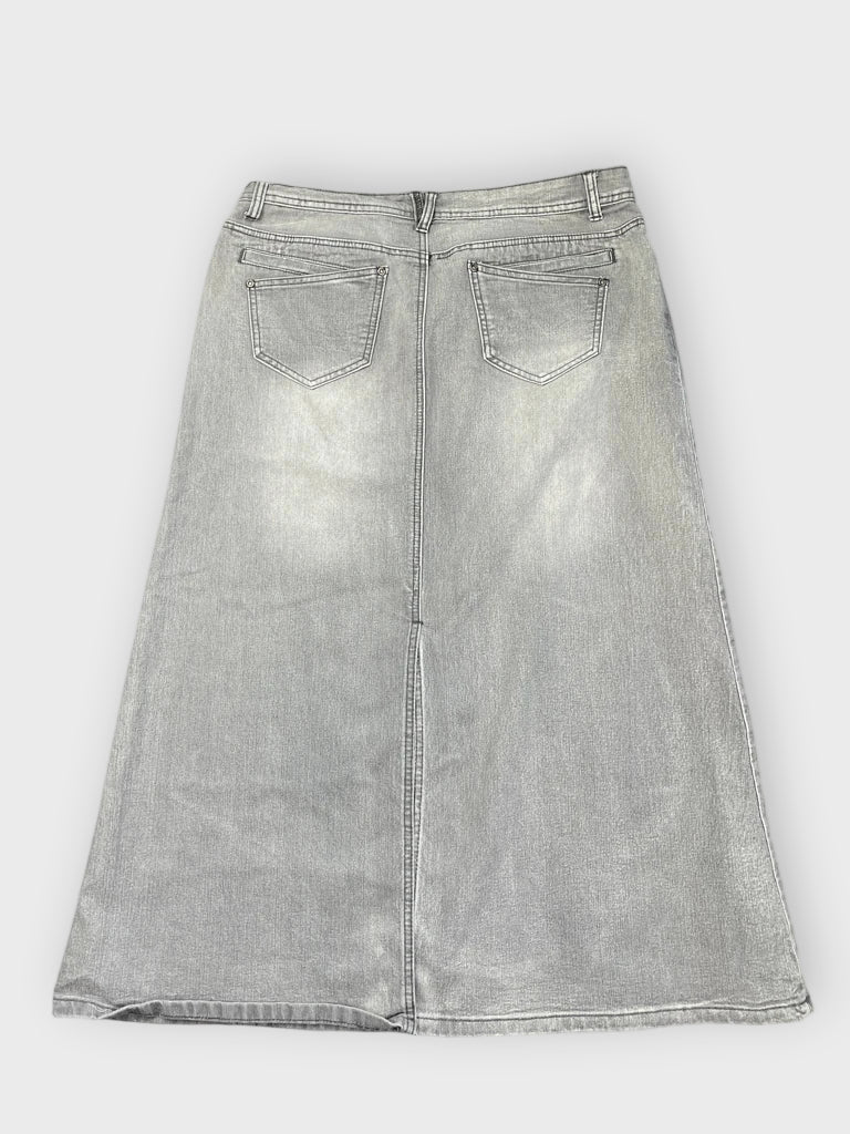 detail view, Cato Light Grey Maxi Denim Skirt, vintage Y2K second hand piece, image 4
