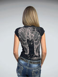 Y2K Black Graphic Wing Print Tee (S)