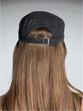 Black Rhinestone Cross Military Cap (ONESIZE)