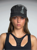Black Rhinestone Cross Military Cap (ONESIZE)