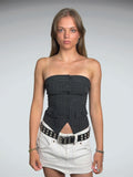 black pinstripe corset vest (S)