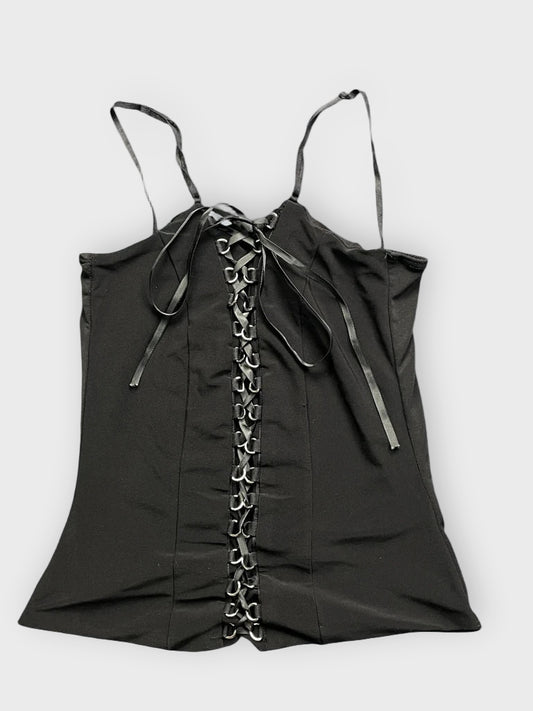 front view, Twenty One Minimalist Black Structured Top, vintage Y2K second hand piece
