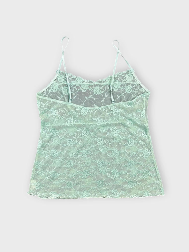 Mint Lace Camisole with Sheer Detailing (M)
