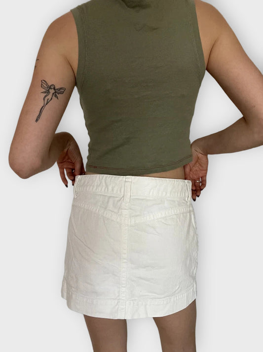 back view, GAS MinWhiteiskirt with Zipper Detail, vintage Y2K second hand piece