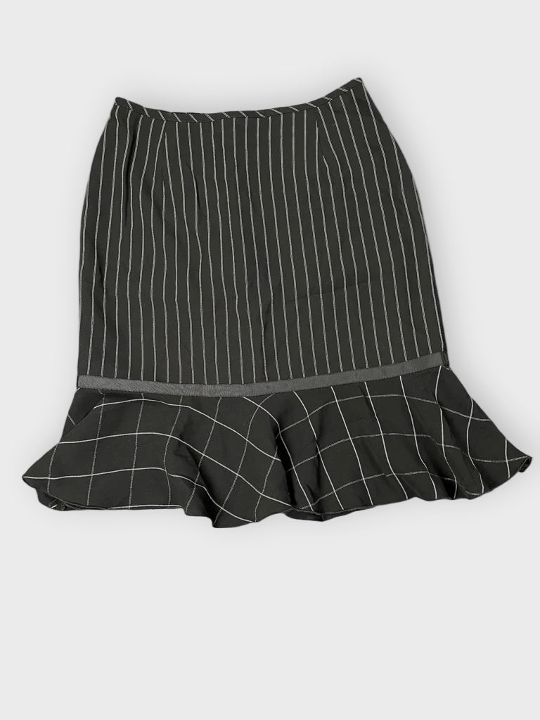 front view, Tristan & Iseut Monochrome Check & Stripe Mini Skirt, vintage Y2K second hand piece