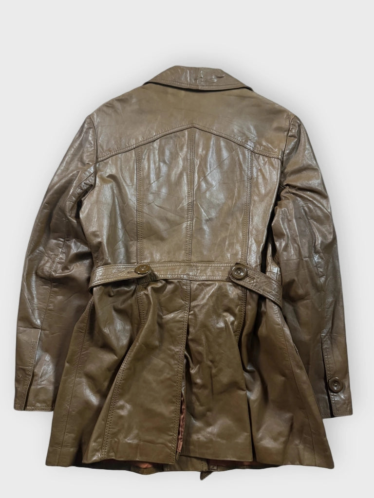 back view, Ms Pionerr Brown Genuine Leather Coat, vintage Y2K second hand piece