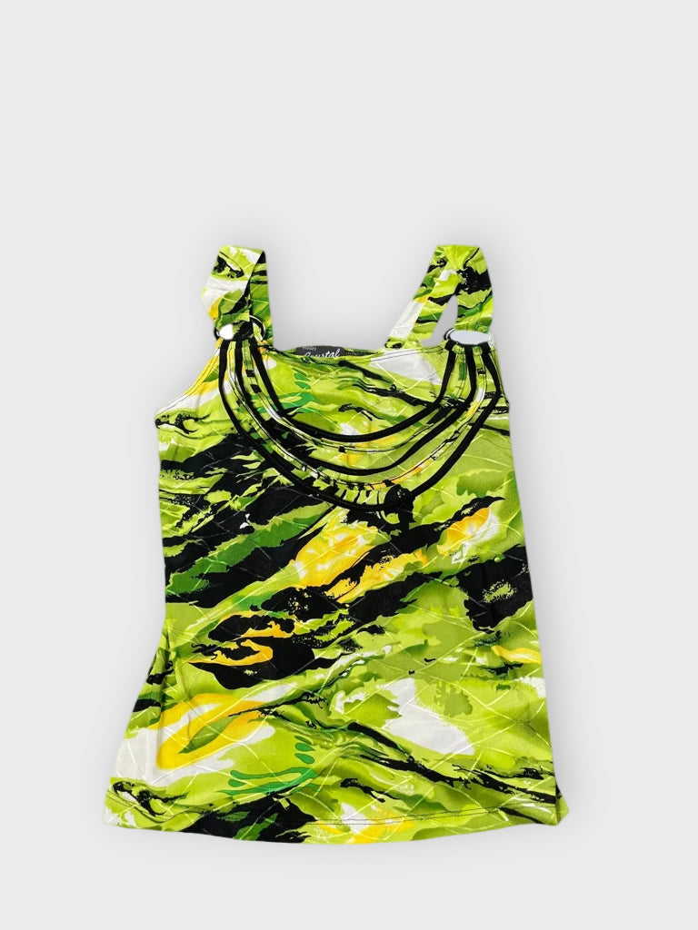 detail view, Modes Crystal Neon Jungle Strappy Top, vintage Y2K second hand piece