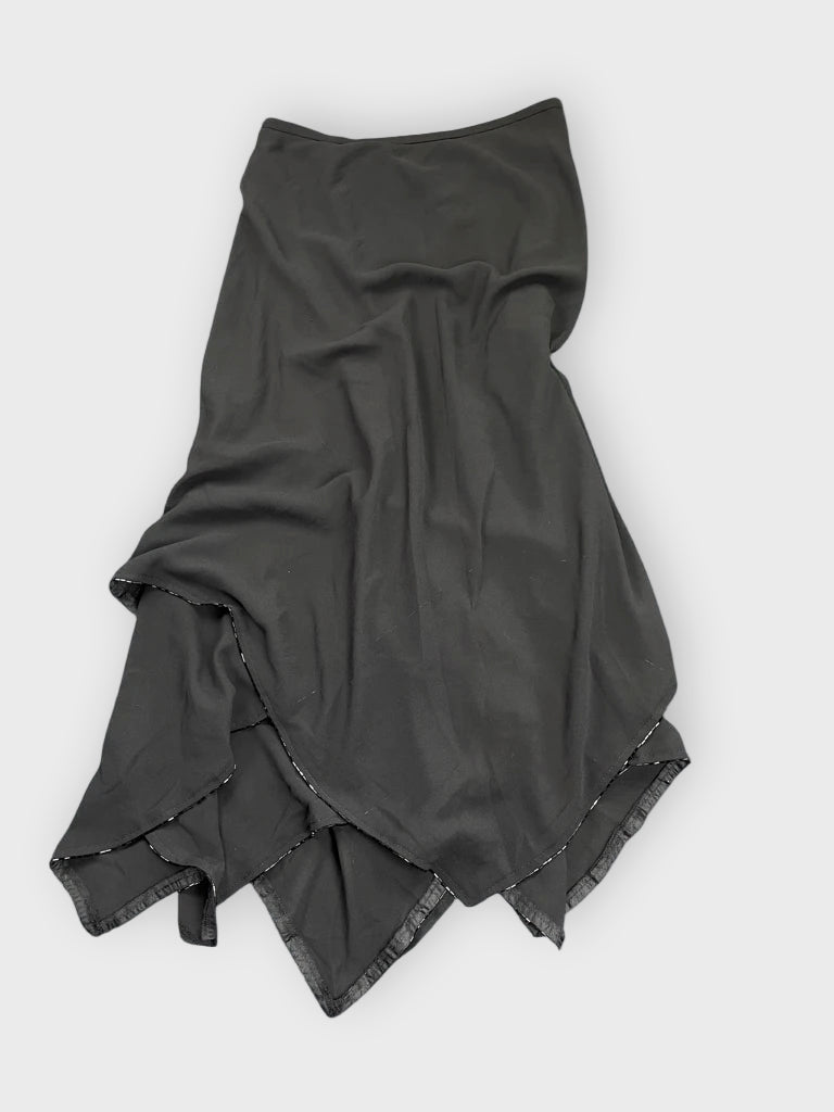 front view, Jeffrey Dove Noir Elegance High Waist Maxi Skirt, vintage Y2K second hand piece