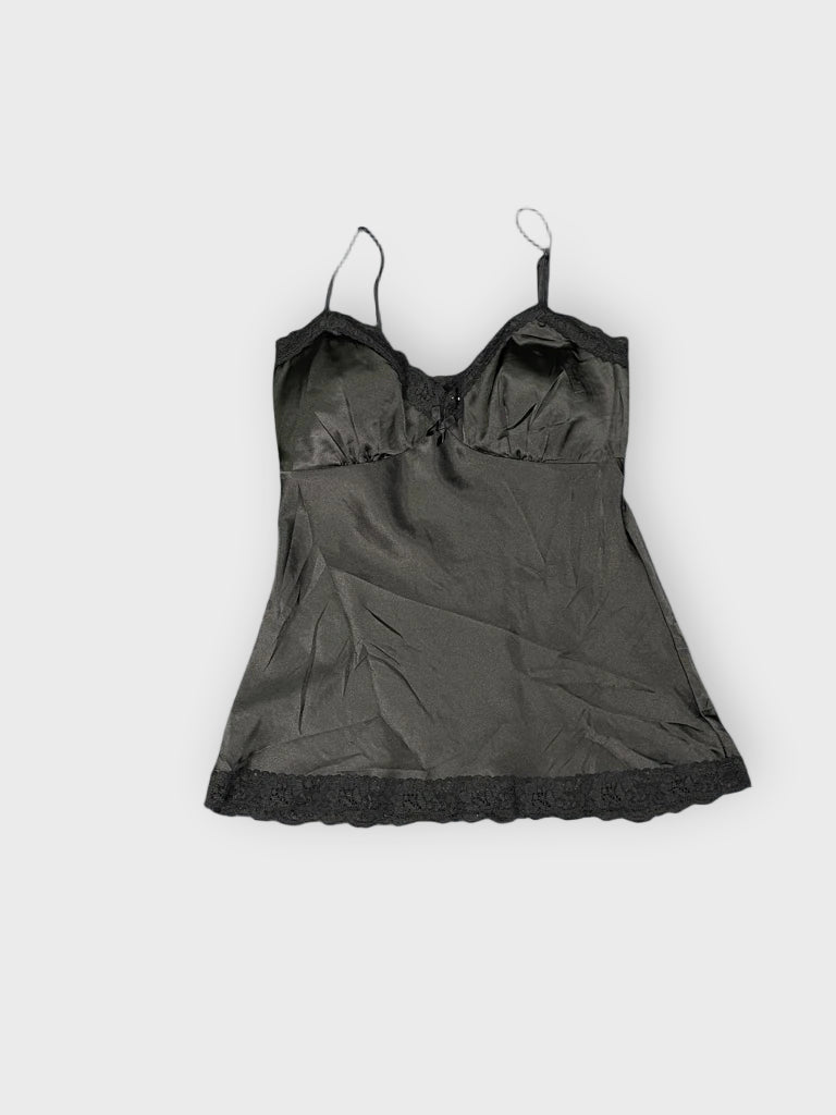 front view, Popsy Black Dessous Top, vintage Y2K second hand piece