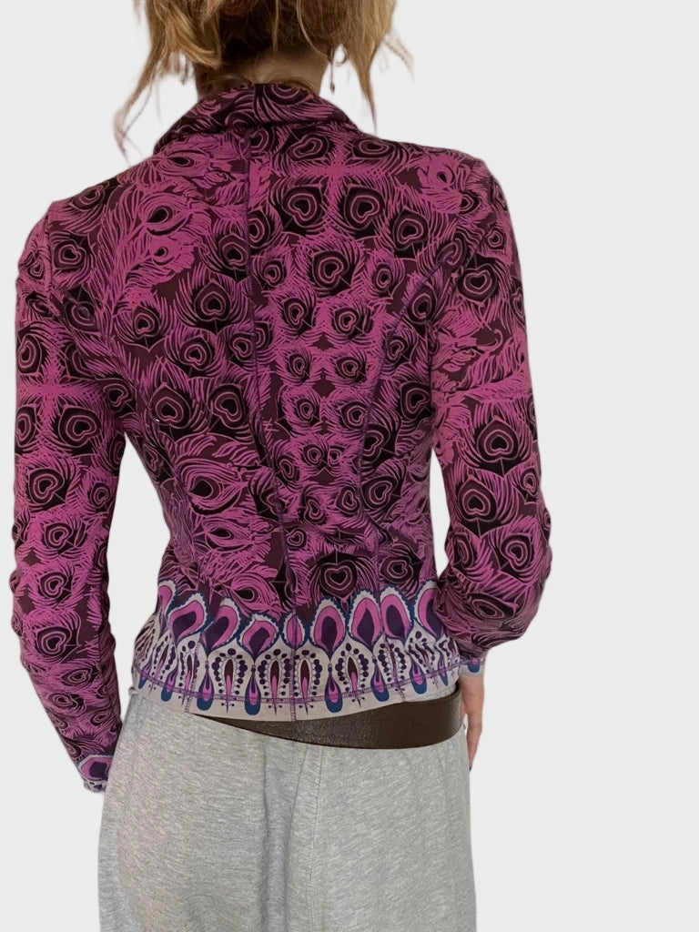 back view, Custo Purple Blazer with Print, vintage Y2K second hand piece
