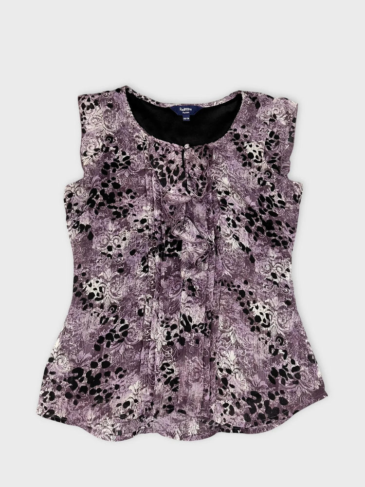 Purple Floral Lace Top with Keyhole (M)