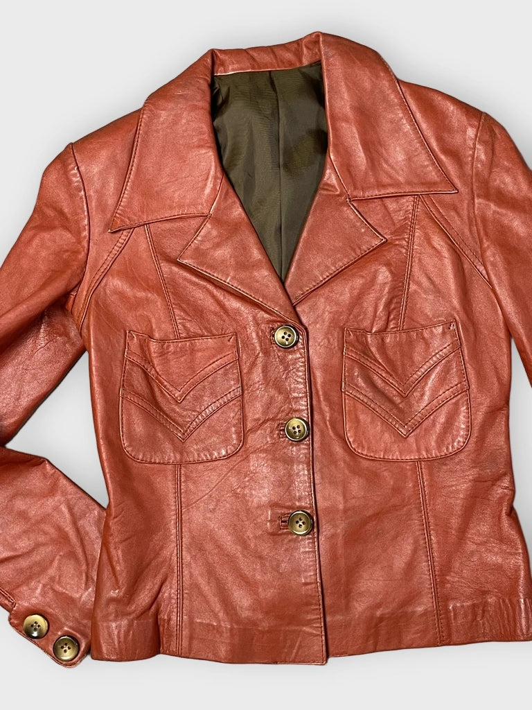 detail view, Carim Red Leather Jacket, vintage Y2K second hand piece, image 4