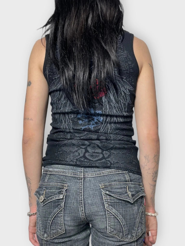 back view, Just Divine Rock Rhinestone Top, vintage Y2K second hand piece