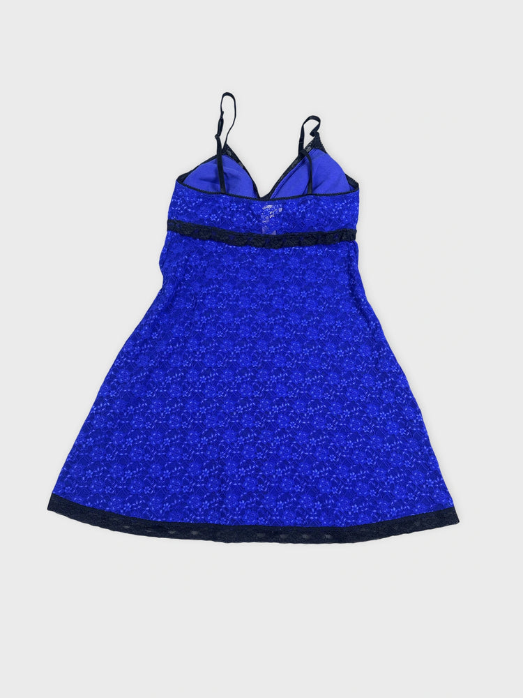Royal Blue Sparkle Mini Dress with Lace (S)