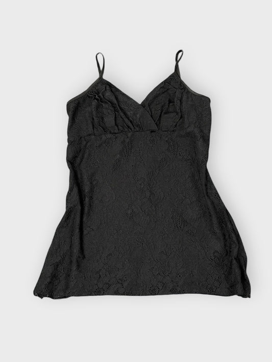 front view, seethrough black lingerie top, vintage Y2K second hand piece