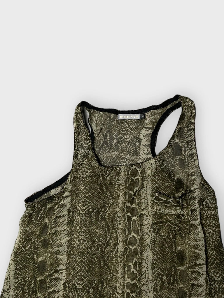 detail view, Thena Snake Sheer Top, vintage Y2K second hand piece