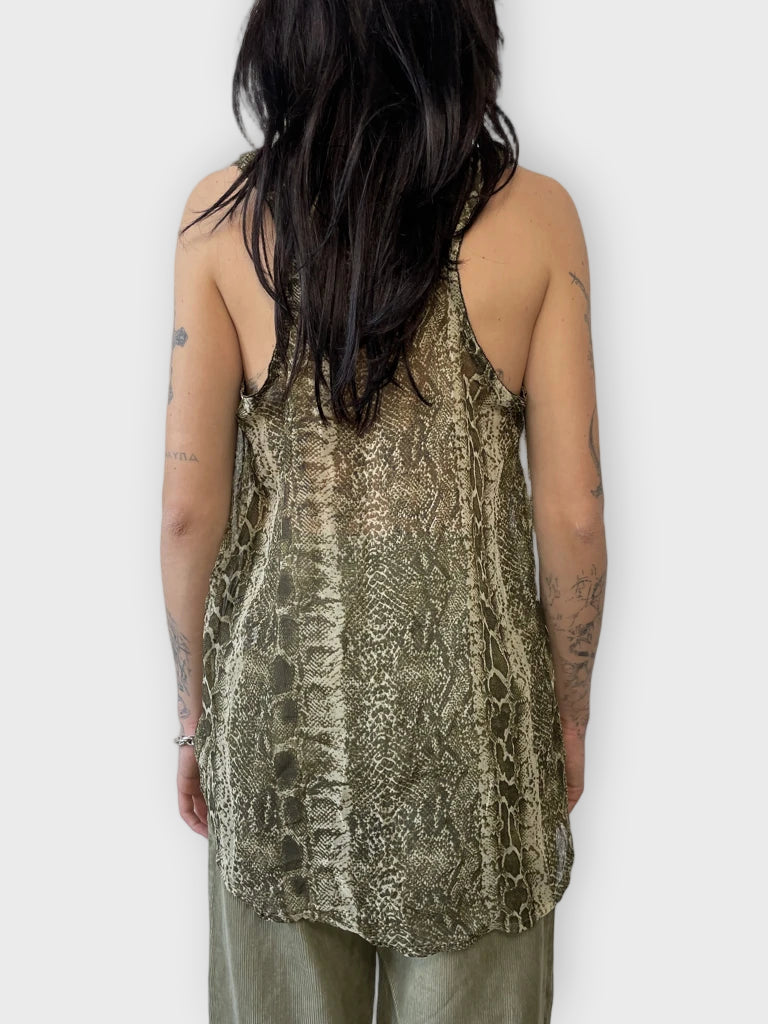 back view, Thena Snake Sheer Top, vintage Y2K second hand piece