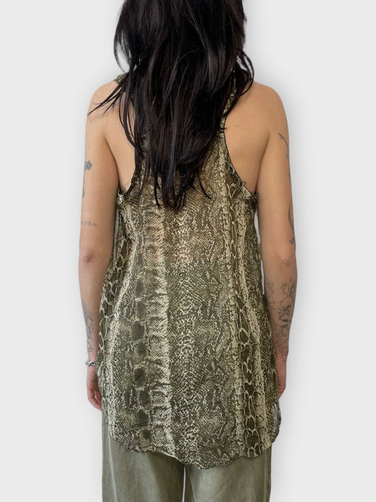back view, Thena Snake Sheer Top, vintage Y2K second hand piece