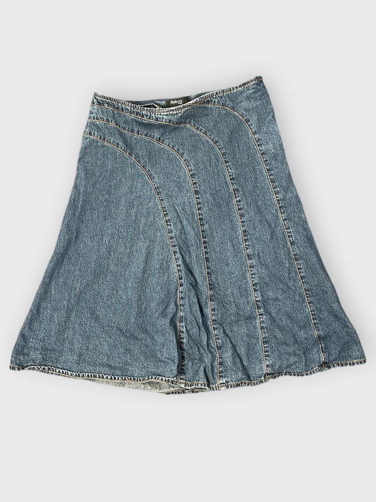 front view, Style & Co Panelled Flare Denim Skirt, vintage Y2K second hand piece