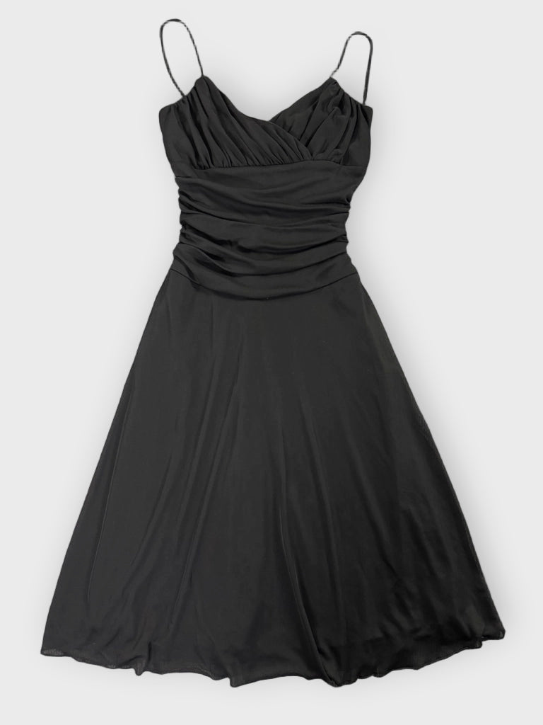 back view, B Darlin Timeless Black Ruched Evening Dress, vintage Y2K second hand piece