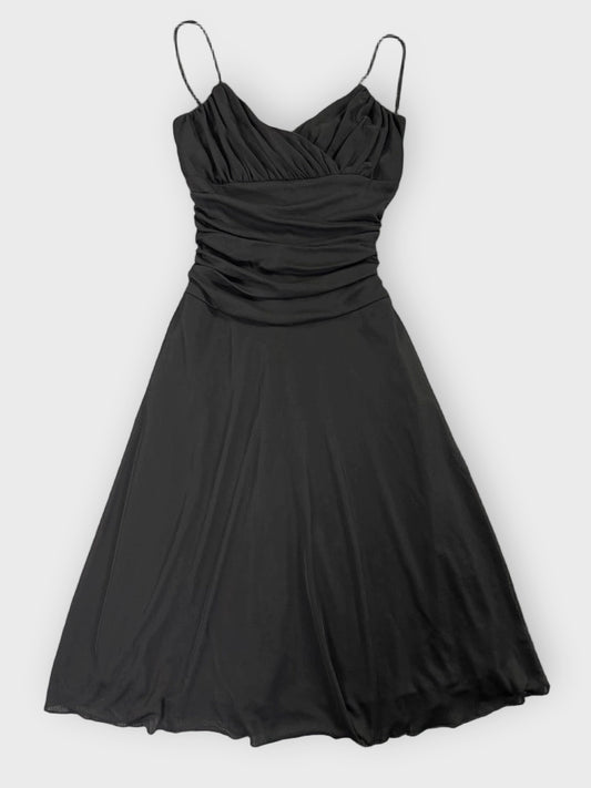 back view, B Darlin Timeless Black Ruched Evening Dress, vintage Y2K second hand piece