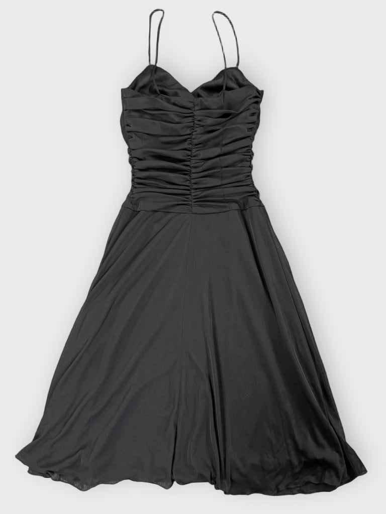 front view, B Darlin Timeless Black Ruched Evening Dress, vintage Y2K second hand piece