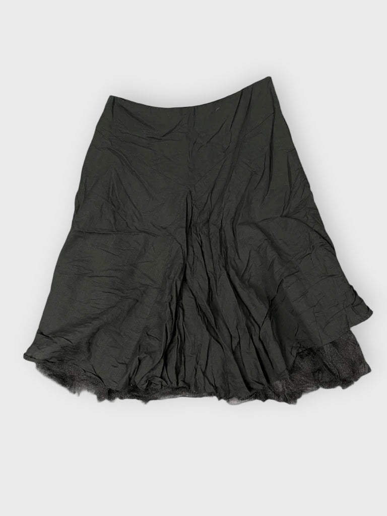 front view, Necessary Objects Urban Noir Cotton Flare Skirt, vintage Y2K second hand piece