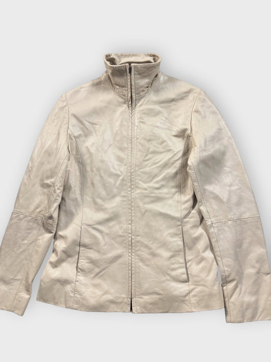 back view, Via Reggio Beige Leather Jacket, vintage Y2K second hand piece