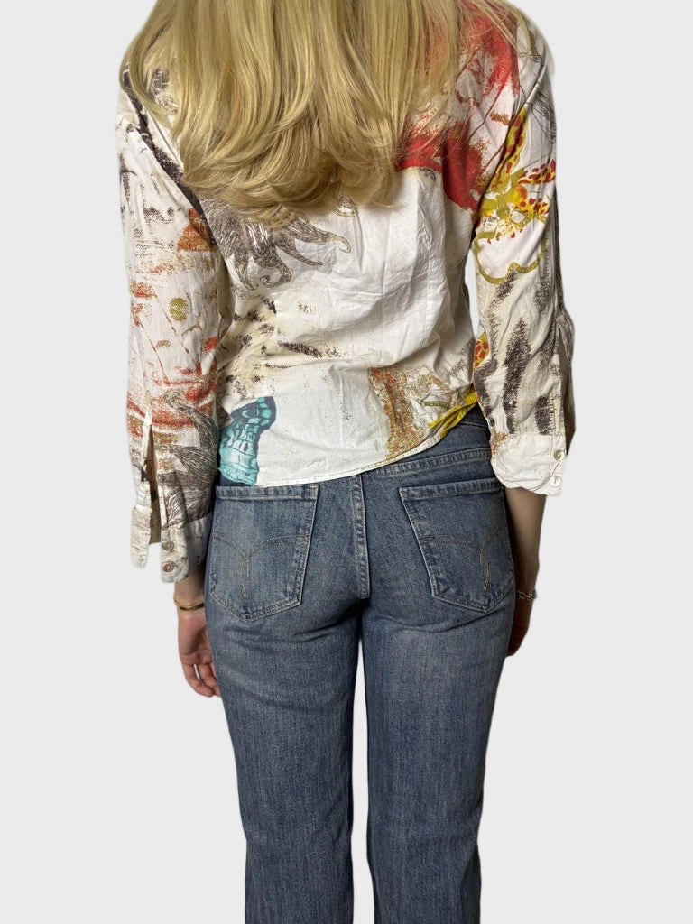back view, Just Cavalli Vibrant Button-Down Top, vintage Y2K second hand piece