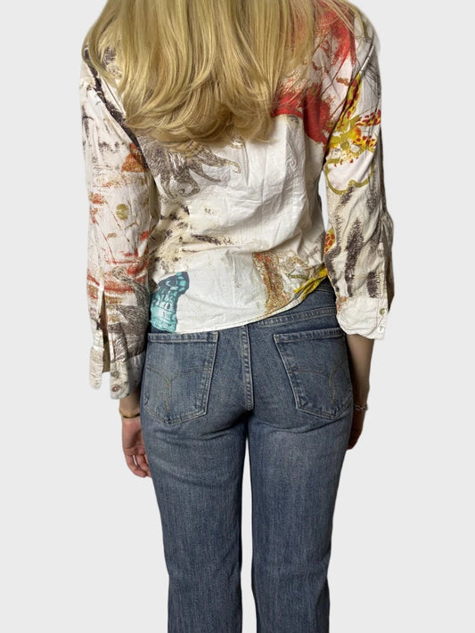 back view, Just Cavalli Vibrant Button-Down Top, vintage Y2K second hand piece