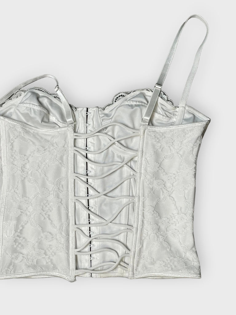 detail view, White Corset Opened on the Back, vintage Y2K second hand piece, image 4