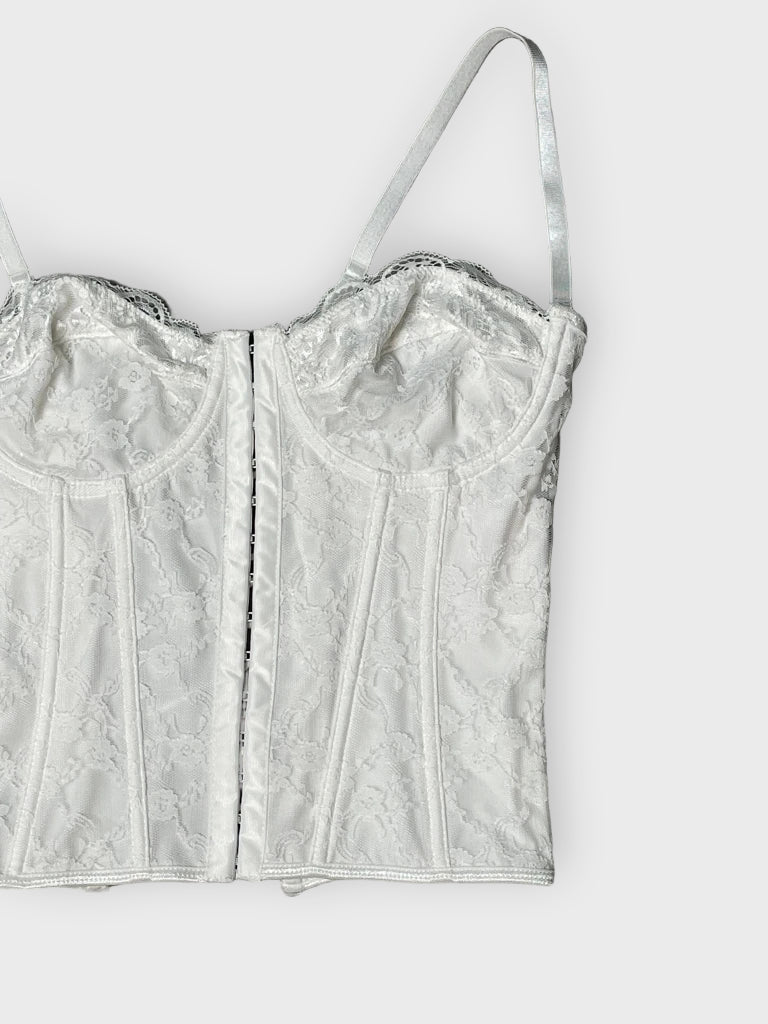 detail view, White Corset Opened on the Back, vintage Y2K second hand piece