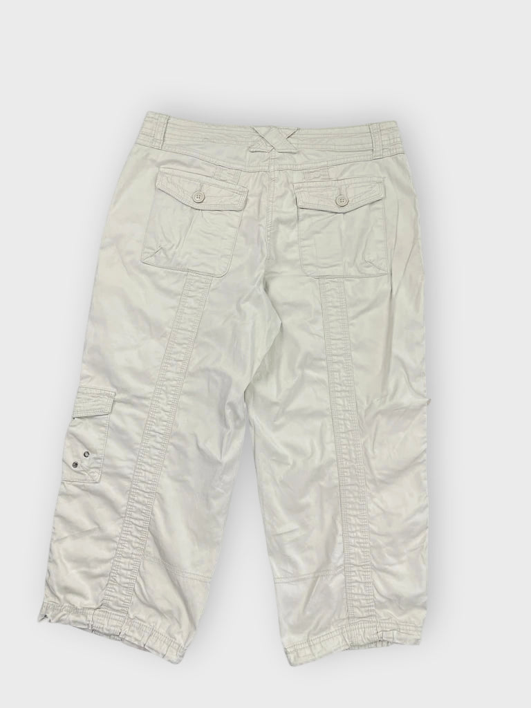 back view, Style & CO White Utility Cropped Cargo Pants with Drawstring Hem, vintage Y2K second hand piece