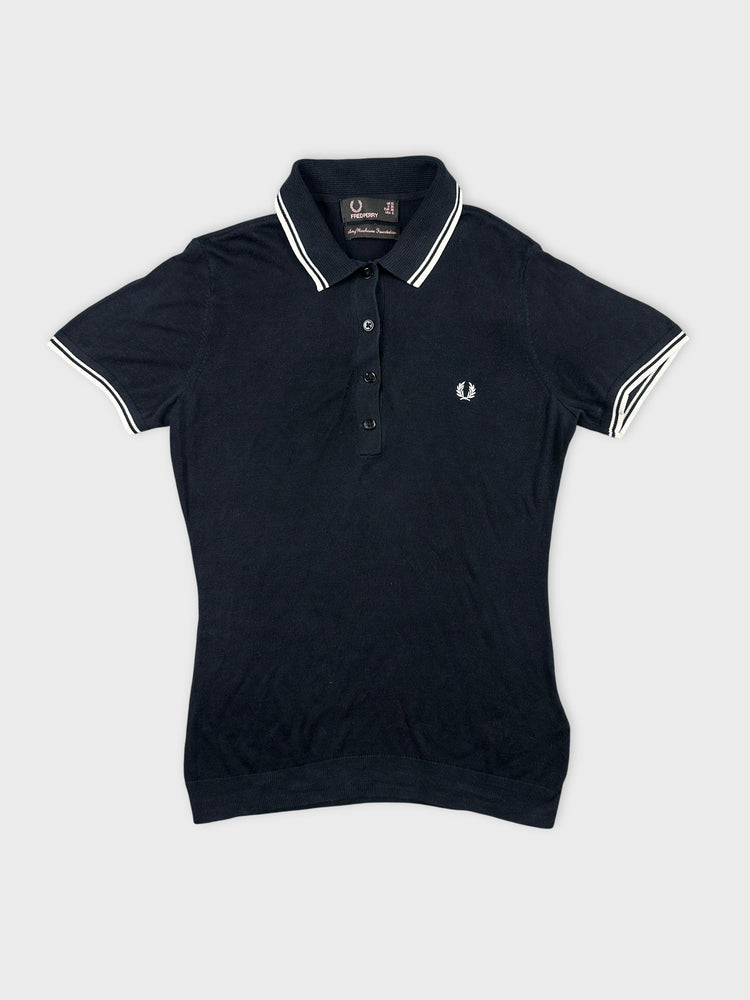 Navy Polo Shirt with Classic Stripes (M)