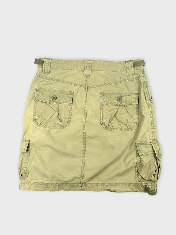 Chic Olive Green Mini Skirt with Pockets (L)