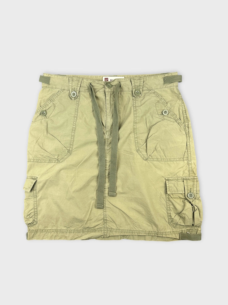 Chic Olive Green Mini Skirt with Pockets (L)