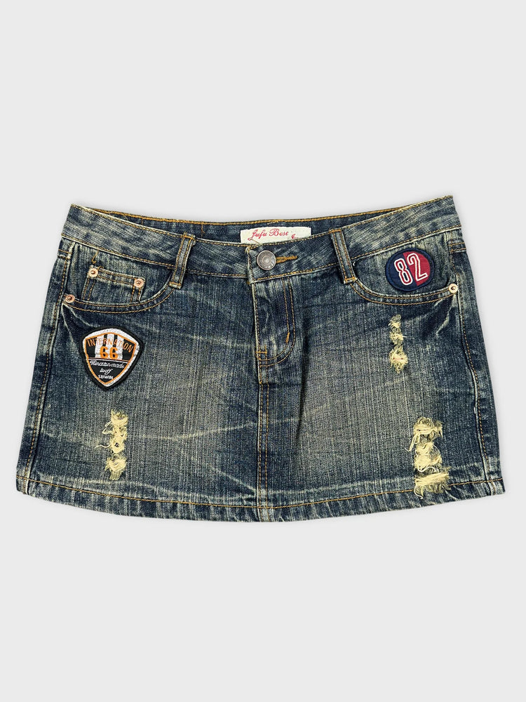 Denim Mini Skirt with Distressed Details (W30 / L)