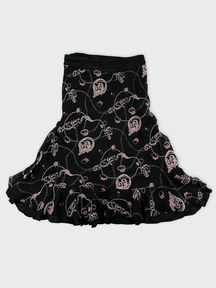 Silk Ruffled Skirt with Chain Print (W28 / M)