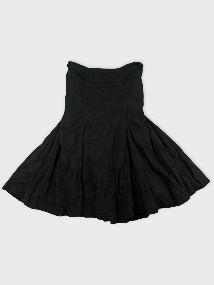 Embroidered Black Cotton Maxi Skirt (W33 / XL)