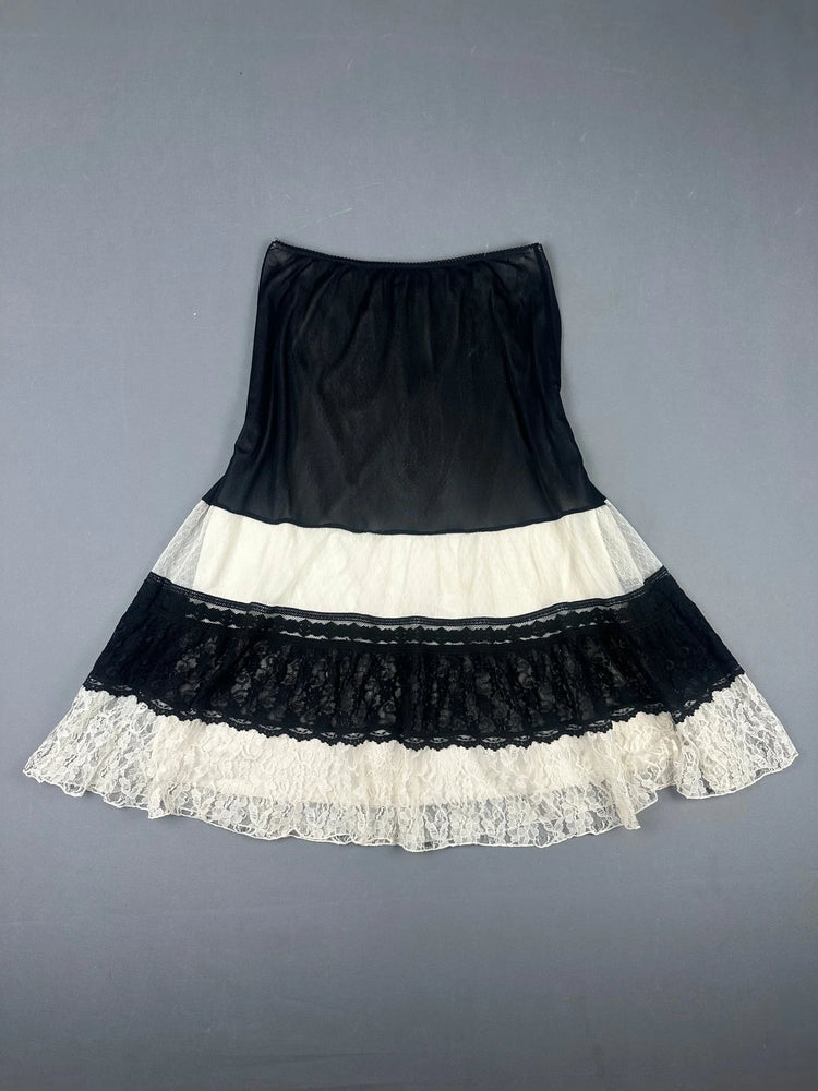 Navy Lace Maxi Skirt with Sheer Layer (W28 / M)