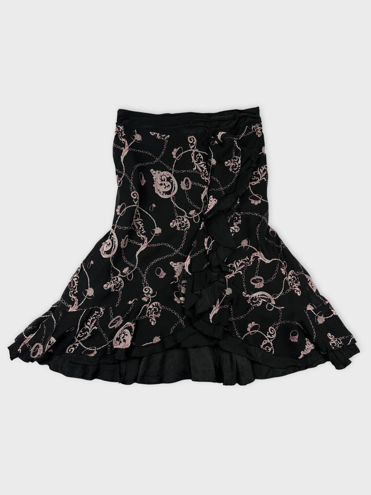 Silk Ruffled Skirt with Chain Print (W28 / M)