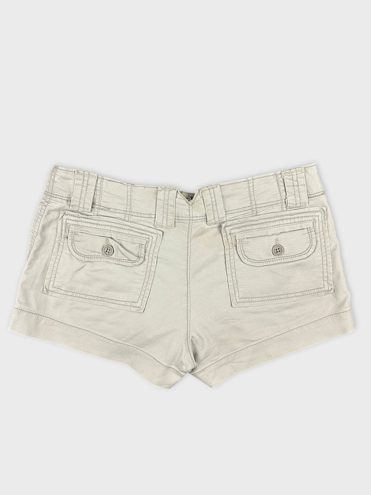 Stylish Beige Denim Shorts with Button Detail (W29)