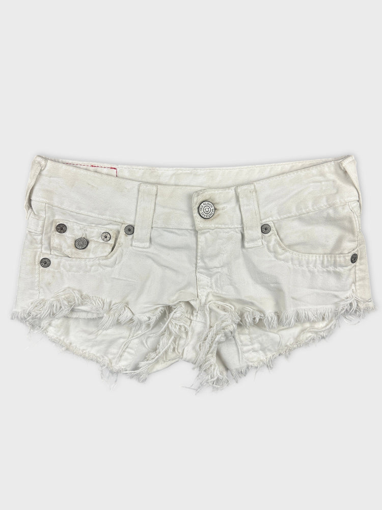 Distressed White Denim Shorts (W24)