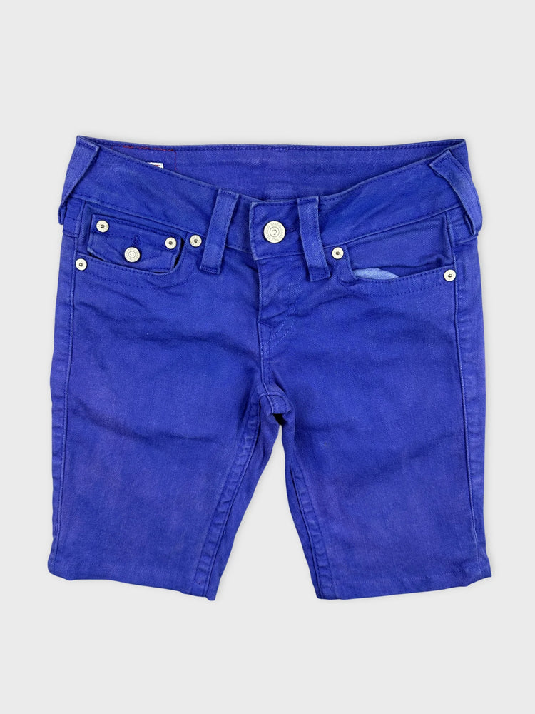 True Religion Vibrant Purple Denim Shorts with Pocket Detail (W27)