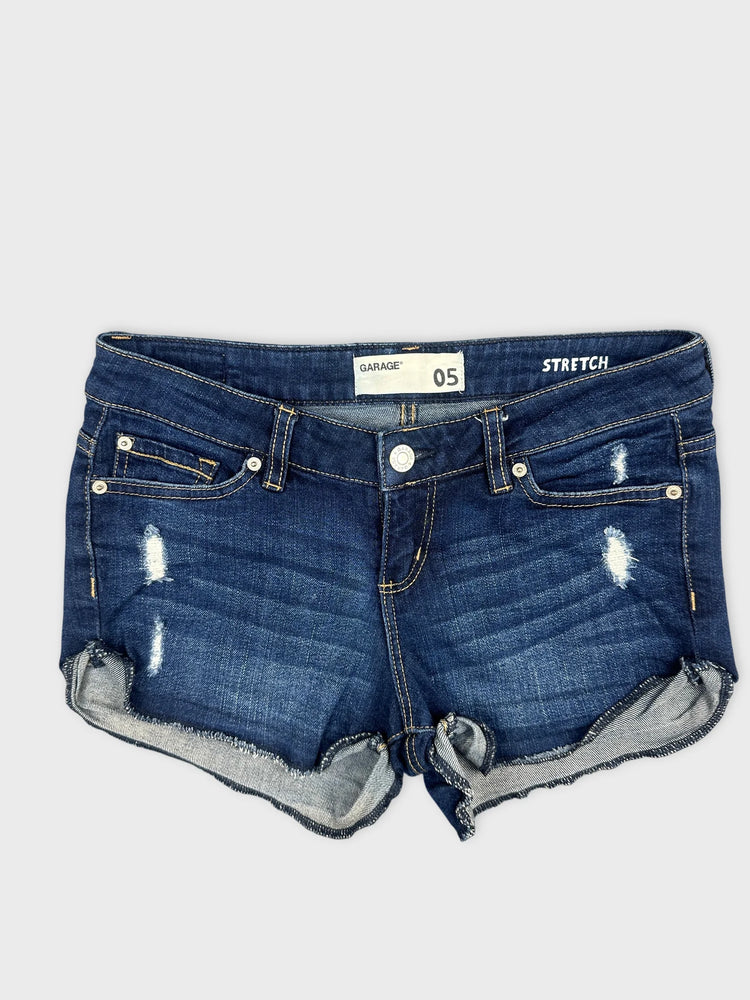 High-Waisted Denim Shorts with Distressed Details (W30)